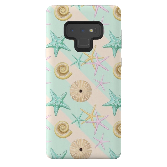 Galaxy Note 9 StrongFit Seashells and starfish Beach Summer Pattern by BluedarkArt