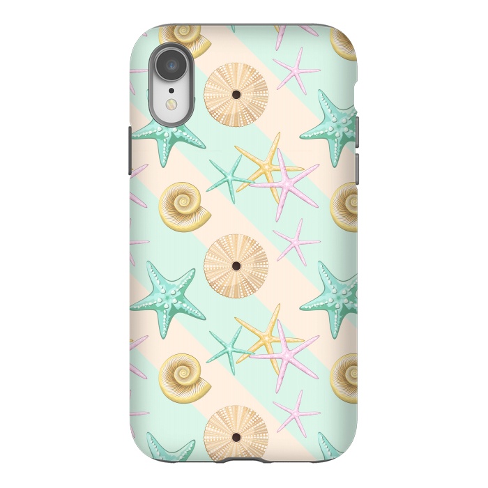 iPhone Xr StrongFit Seashells and starfish Beach Summer Pattern by BluedarkArt
