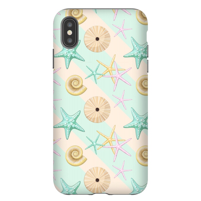iPhone Xs Max StrongFit Seashells and starfish Beach Summer Pattern by BluedarkArt