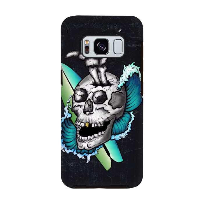 Galaxy S8 StrongFit Surfs Up Skull by Gringoface Designs
