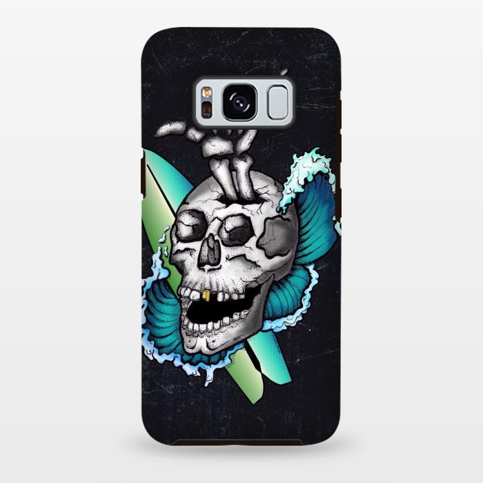 Galaxy S8 plus StrongFit Surfs Up Skull by Gringoface Designs