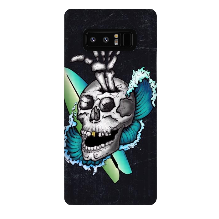 Galaxy Note 8 StrongFit Surfs Up Skull by Gringoface Designs