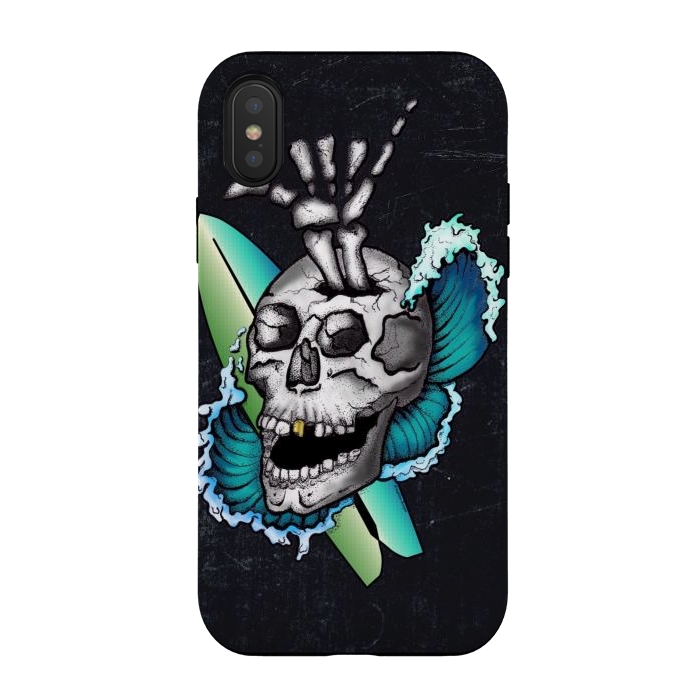 iPhone Xs / X StrongFit Surfs Up Skull by Gringoface Designs