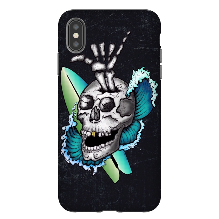 iPhone Xs Max StrongFit Surfs Up Skull by Gringoface Designs