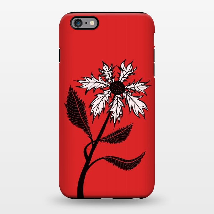 iPhone 6/6s plus StrongFit Imaginary Flower In Ink - Black And White On Red by Boriana Giormova