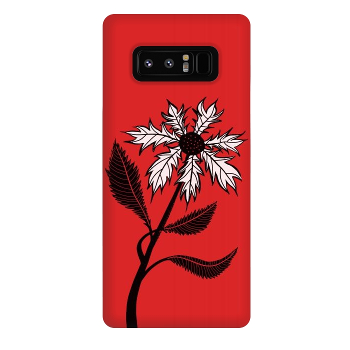 Galaxy Note 8 StrongFit Imaginary Flower In Ink - Black And White On Red by Boriana Giormova