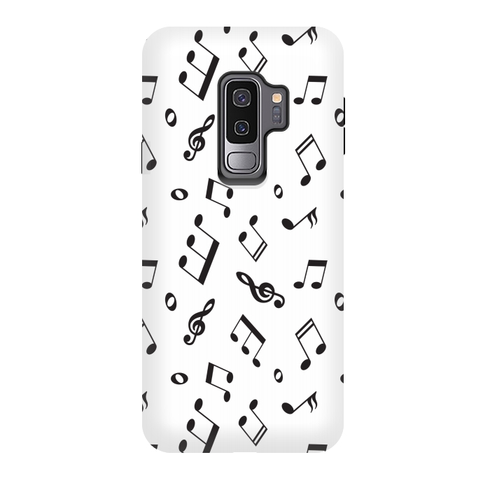 Galaxy S9 plus StrongFit BLACK AND WHITE MUSICAL PATTERN by MALLIKA