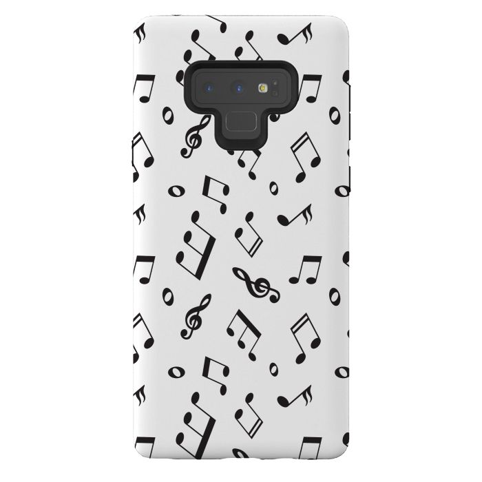 Galaxy Note 9 StrongFit BLACK AND WHITE MUSICAL PATTERN by MALLIKA