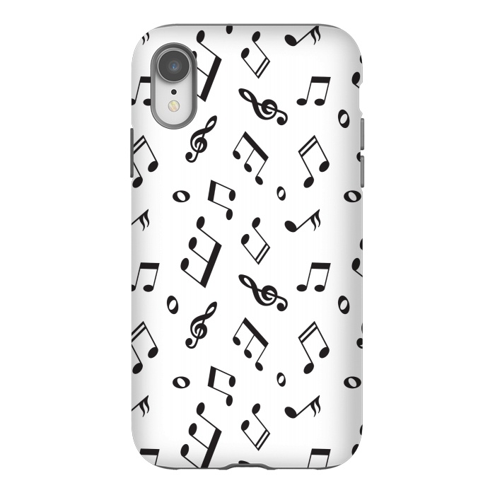 iPhone Xr StrongFit BLACK AND WHITE MUSICAL PATTERN by MALLIKA