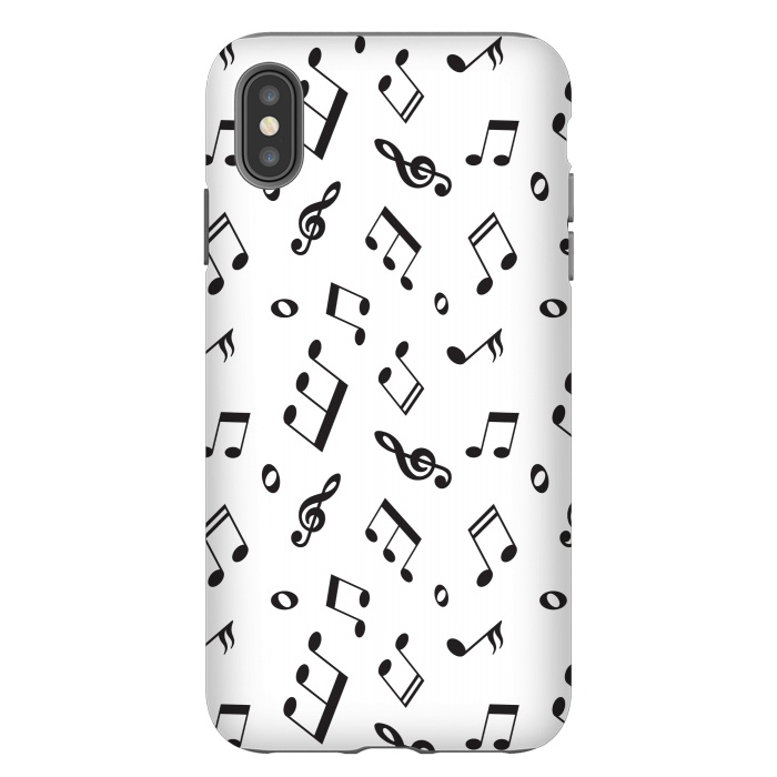 iPhone Xs Max StrongFit BLACK AND WHITE MUSICAL PATTERN by MALLIKA