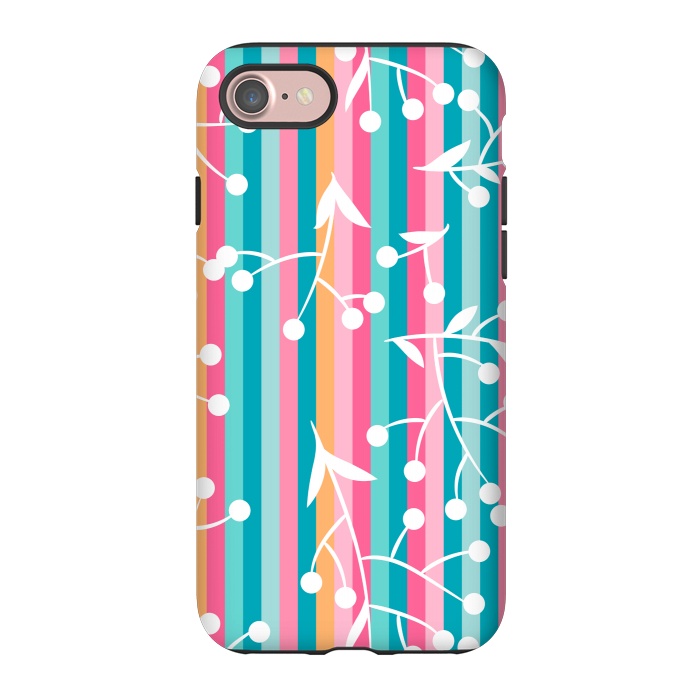 iPhone 7 StrongFit STRIPES WHITE FLORAL PATTERN by MALLIKA