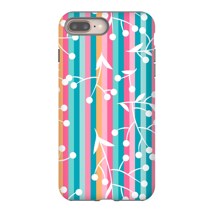 iPhone 7 plus StrongFit STRIPES WHITE FLORAL PATTERN by MALLIKA