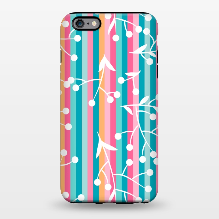 iPhone 6/6s plus StrongFit STRIPES WHITE FLORAL PATTERN by MALLIKA