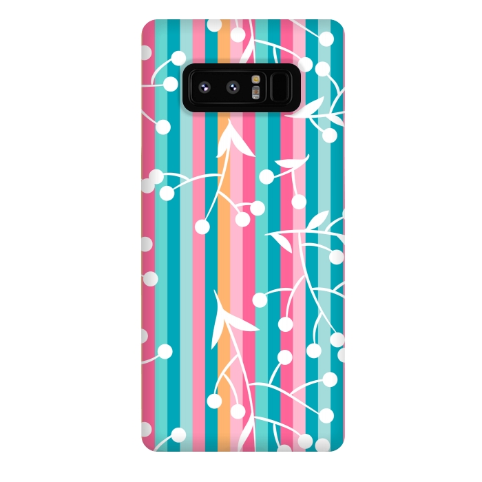 Galaxy Note 8 StrongFit STRIPES WHITE FLORAL PATTERN by MALLIKA
