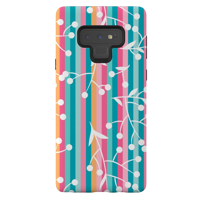 Galaxy Note 9 StrongFit STRIPES WHITE FLORAL PATTERN by MALLIKA