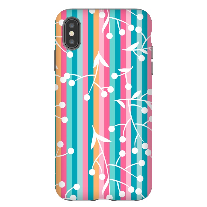 iPhone Xs Max StrongFit STRIPES WHITE FLORAL PATTERN by MALLIKA