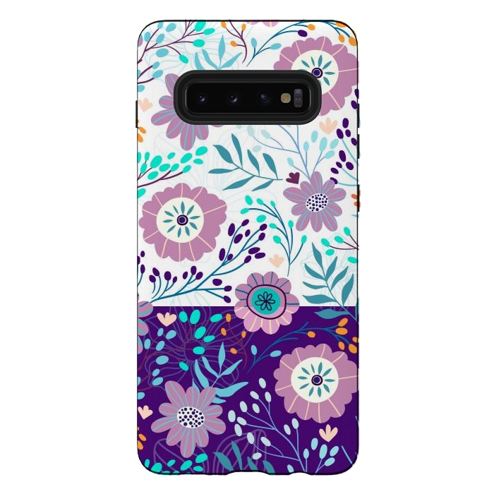 Galaxy S10 plus StrongFit Happy Purple Flowers For Summer by ArtsCase