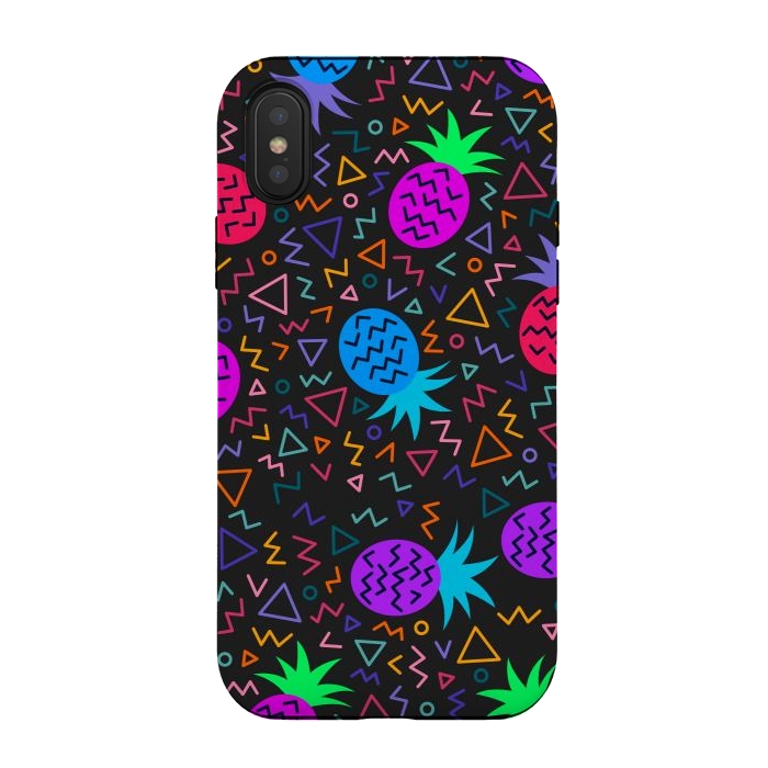 iPhone Xs / X StrongFit pineapples in neon for summer by ArtsCase