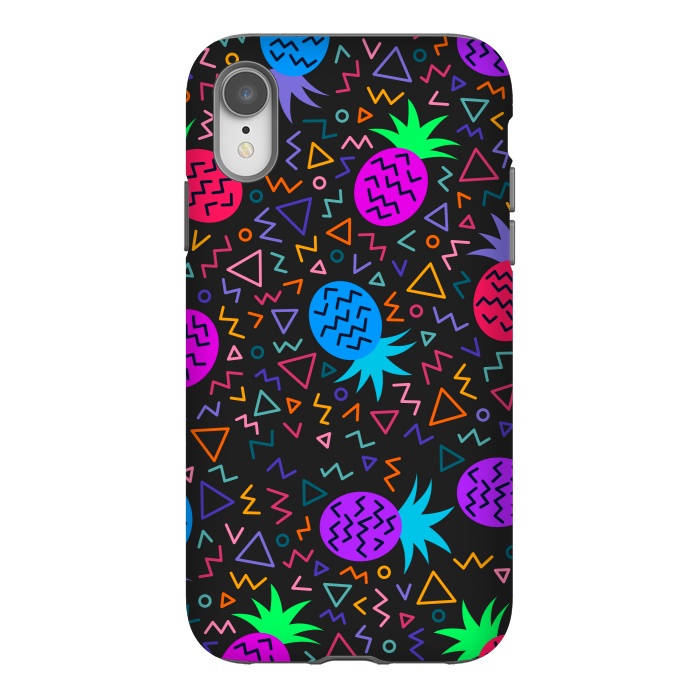 iPhone Xr StrongFit pineapples in neon for summer by ArtsCase