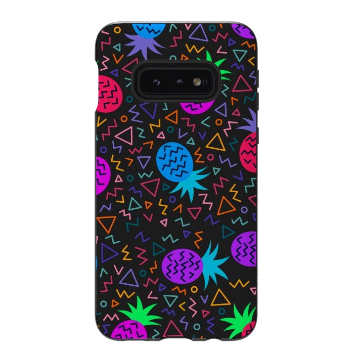 Galaxy S10e StrongFit pineapples in neon for summer by ArtsCase