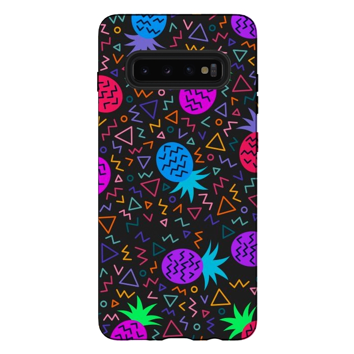 Galaxy S10 plus StrongFit pineapples in neon for summer by ArtsCase