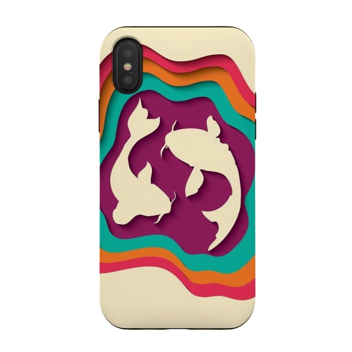 iPhone Xs / X StrongFit Paper Cutout Koi Fish 015 by Jelena Obradovic