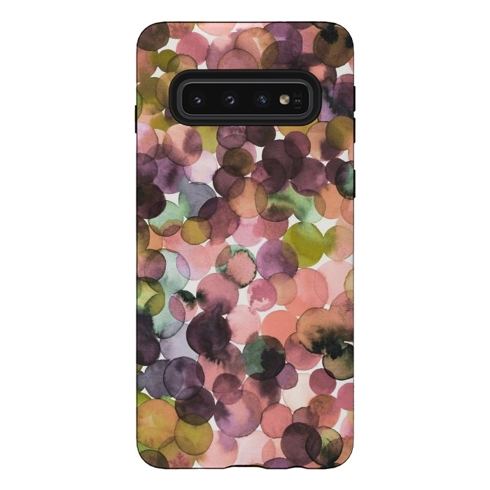 Galaxy S10 StrongFit Overlapped Watercolor Pale Dots by Ninola Design