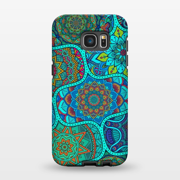 Galaxy S7 EDGE StrongFit Modern Mandalas In Blue And Green by ArtsCase