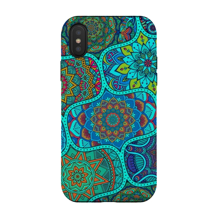 iPhone Xs / X StrongFit Modern Mandalas In Blue And Green by ArtsCase