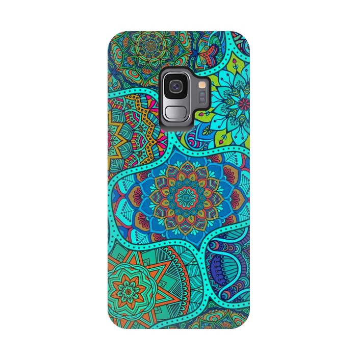 Galaxy S9 StrongFit Modern Mandalas In Blue And Green by ArtsCase