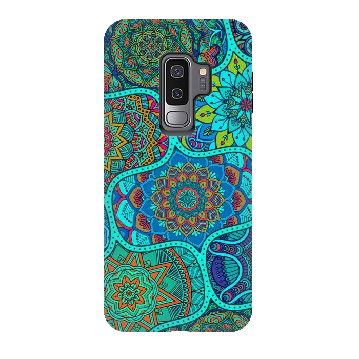 Galaxy S9 plus StrongFit Modern Mandalas In Blue And Green by ArtsCase