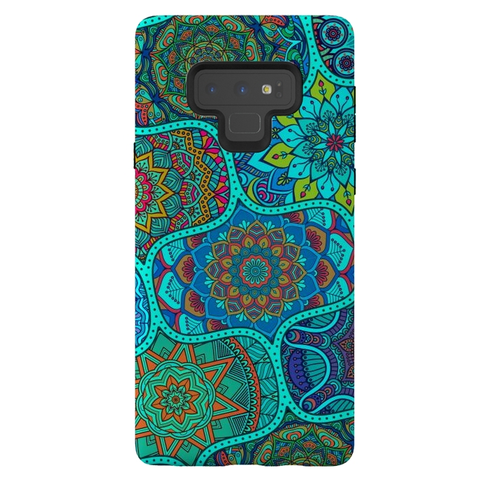 Galaxy Note 9 StrongFit Modern Mandalas In Blue And Green by ArtsCase