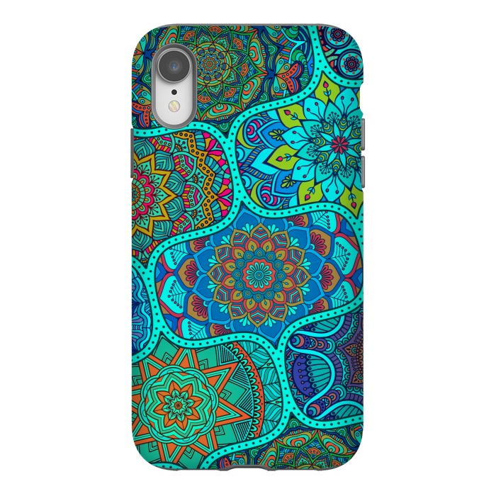 iPhone Xr StrongFit Modern Mandalas In Blue And Green by ArtsCase