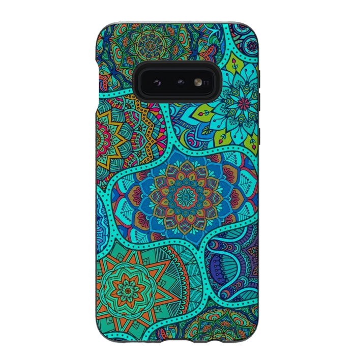 Galaxy S10e StrongFit Modern Mandalas In Blue And Green by ArtsCase