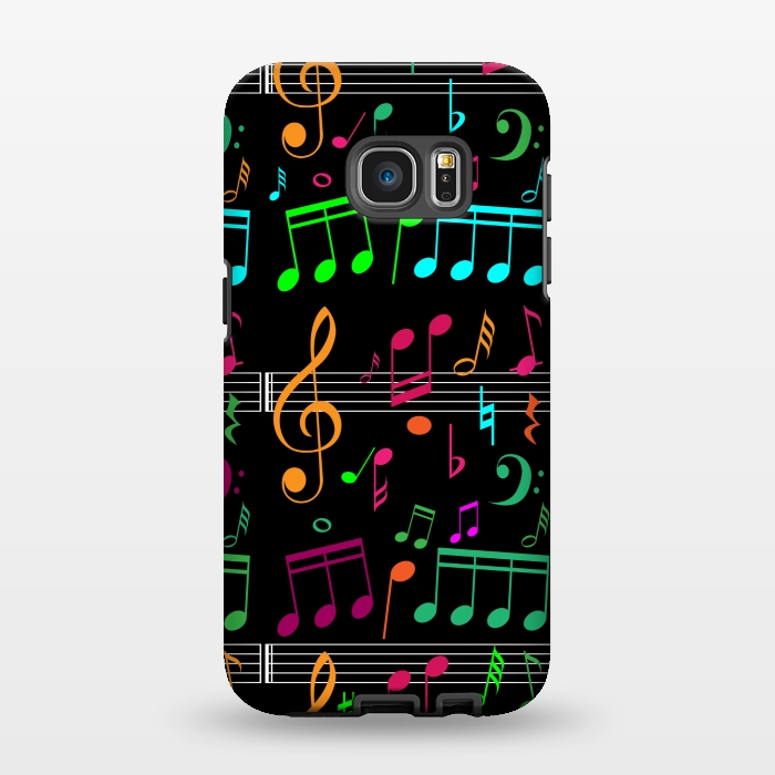 Galaxy S7 EDGE StrongFit BLACK MUSICAL PATTERN  2 by MALLIKA