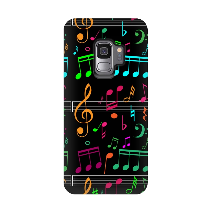 Galaxy S9 StrongFit BLACK MUSICAL PATTERN  2 by MALLIKA