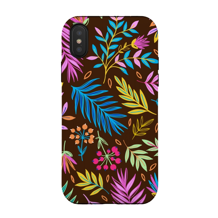 iPhone Xs / X StrongFit MULTICOLOUR LEAF PATTERN by MALLIKA