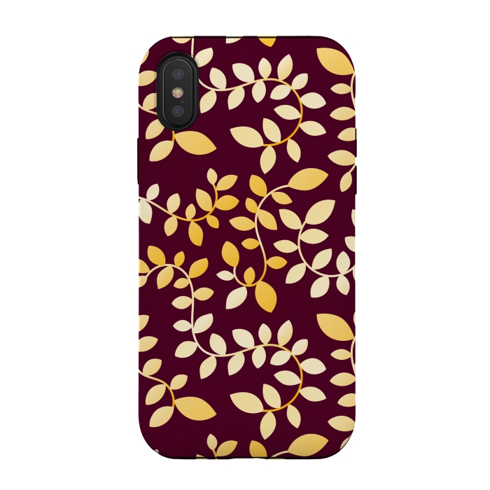 iPhone Xs / X StrongFit GOLDEN LEAVES PATTERN by MALLIKA