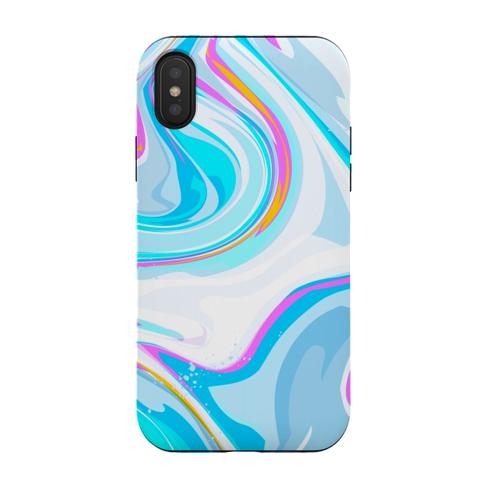 iPhone Xs / X StrongFit BLUE PINK MARBLE PRINT by MALLIKA