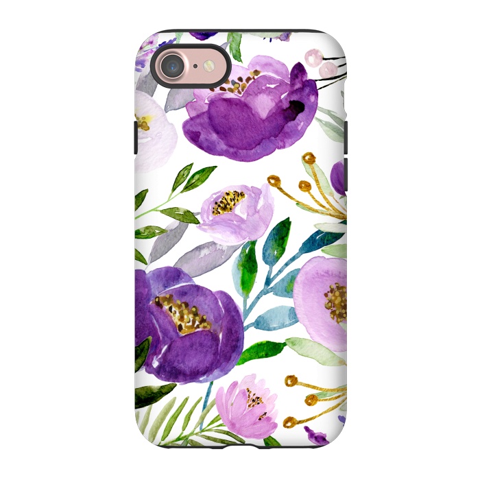 iPhone 7 StrongFit Whimsical Ultraviolet and Gold Florals by Allgirls Studio