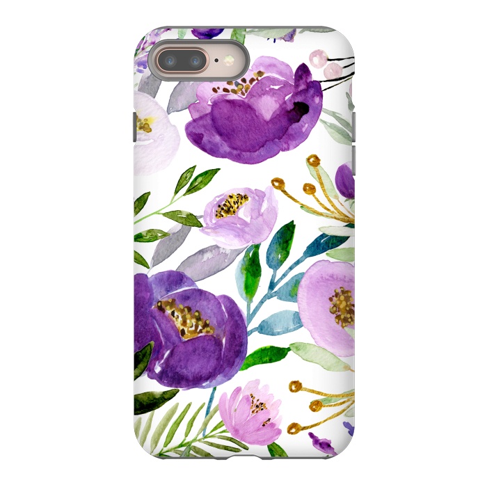 iPhone 7 plus StrongFit Whimsical Ultraviolet and Gold Florals by Allgirls Studio
