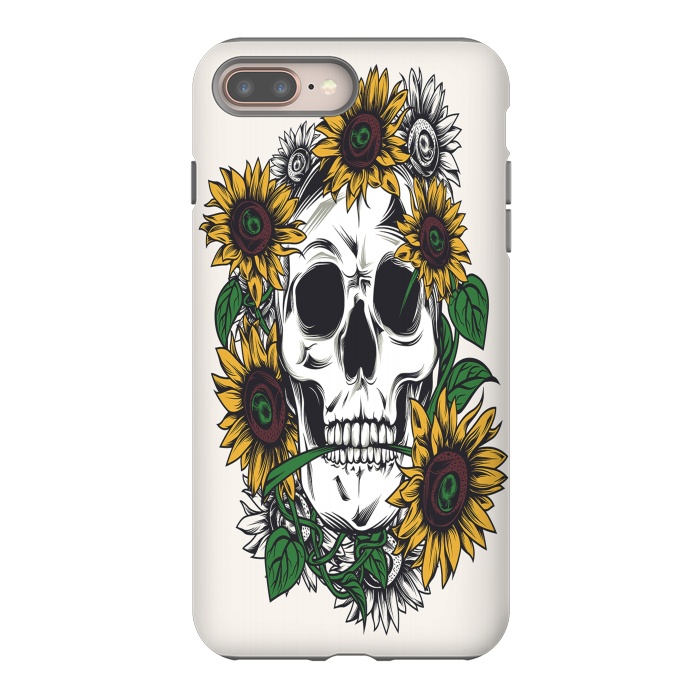 iPhone 7 plus StrongFit Skull Sunflower by Joanna Vog