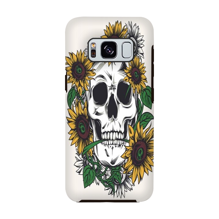Galaxy S8 StrongFit Skull Sunflower by Joanna Vog
