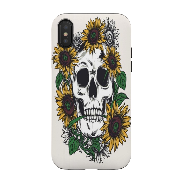 iPhone Xs / X StrongFit Skull Sunflower by Joanna Vog
