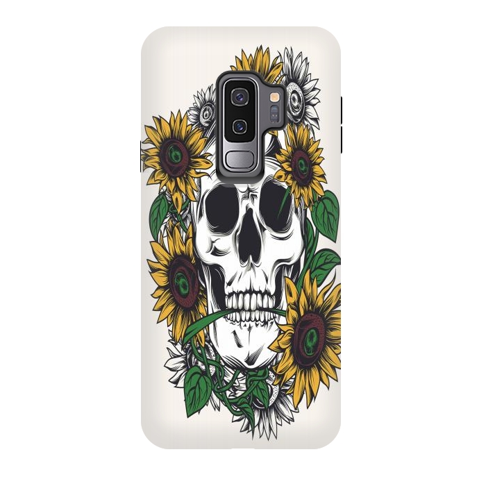 Galaxy S9 plus StrongFit Skull Sunflower by Joanna Vog