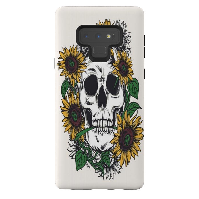 Galaxy Note 9 StrongFit Skull Sunflower by Joanna Vog