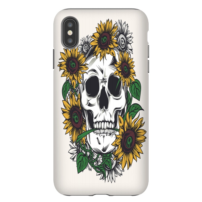 iPhone Xs Max StrongFit Skull Sunflower by Joanna Vog