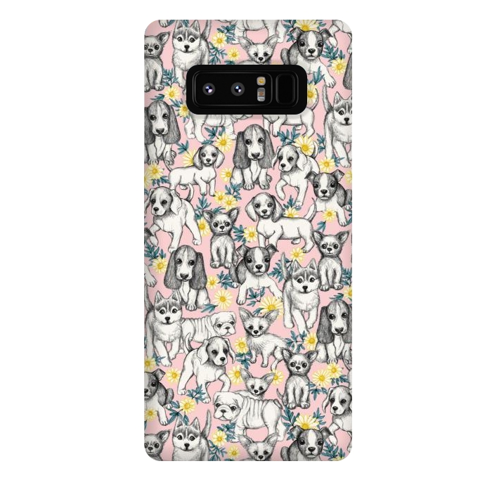 Galaxy Note 8 StrongFit Dogs and Daisies on Pink by Micklyn Le Feuvre