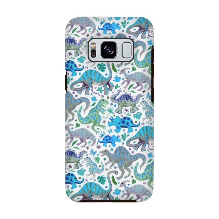 Galaxy S8 StrongFit Happy Dinos in blue and green by Micklyn Le Feuvre