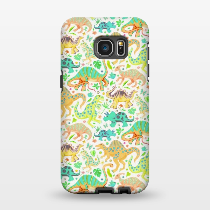 Galaxy S7 EDGE StrongFit Happy Dinos in Citrus Colors by Micklyn Le Feuvre